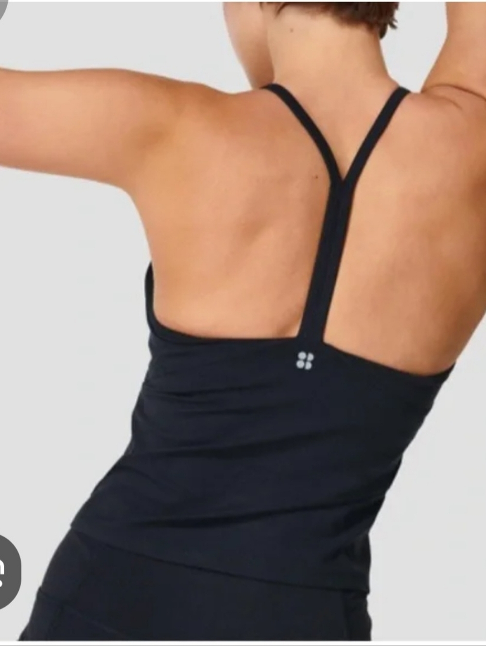 Black Racerback Tank Top with Small Back Logo Sz XS